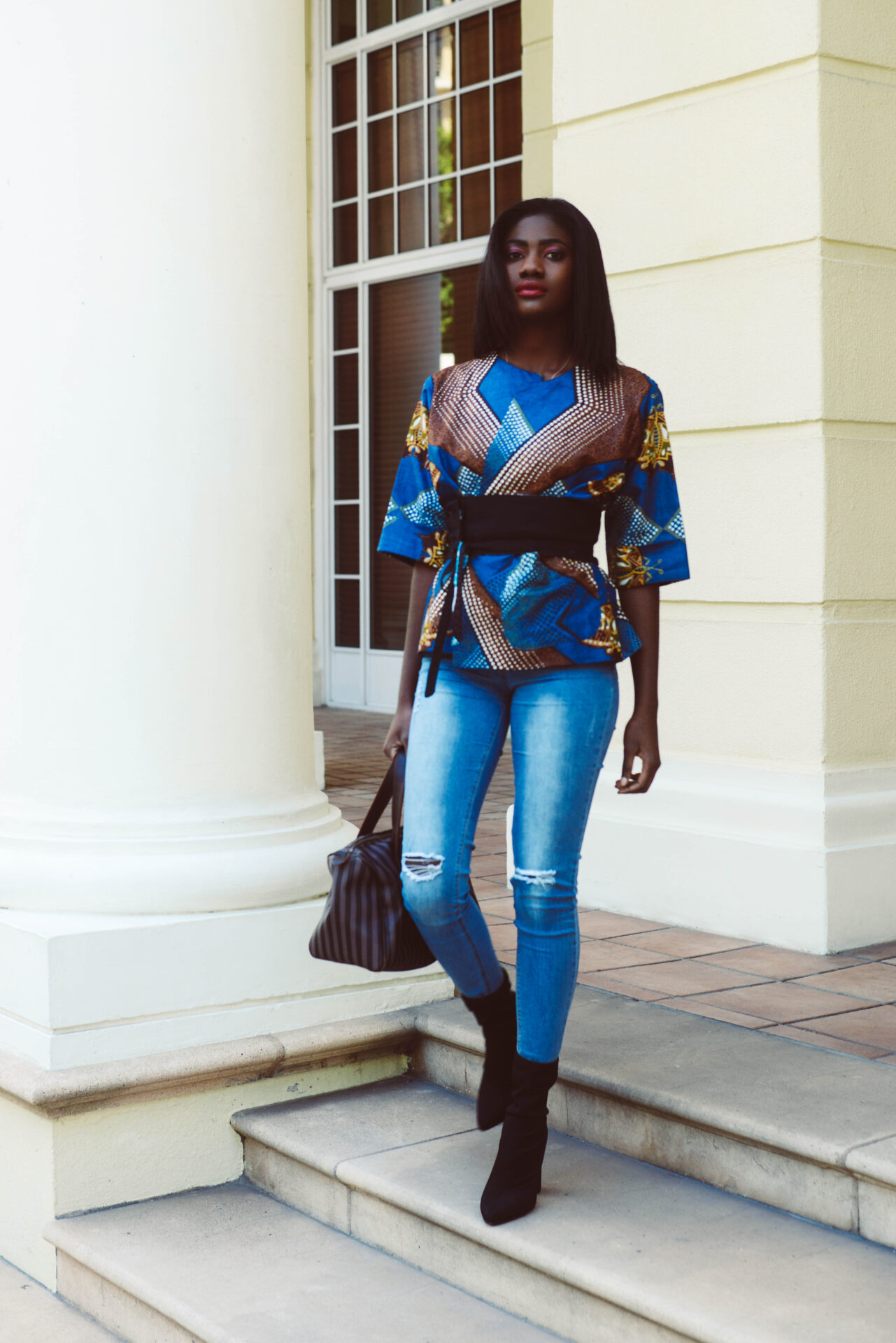 Ankara and denim detail