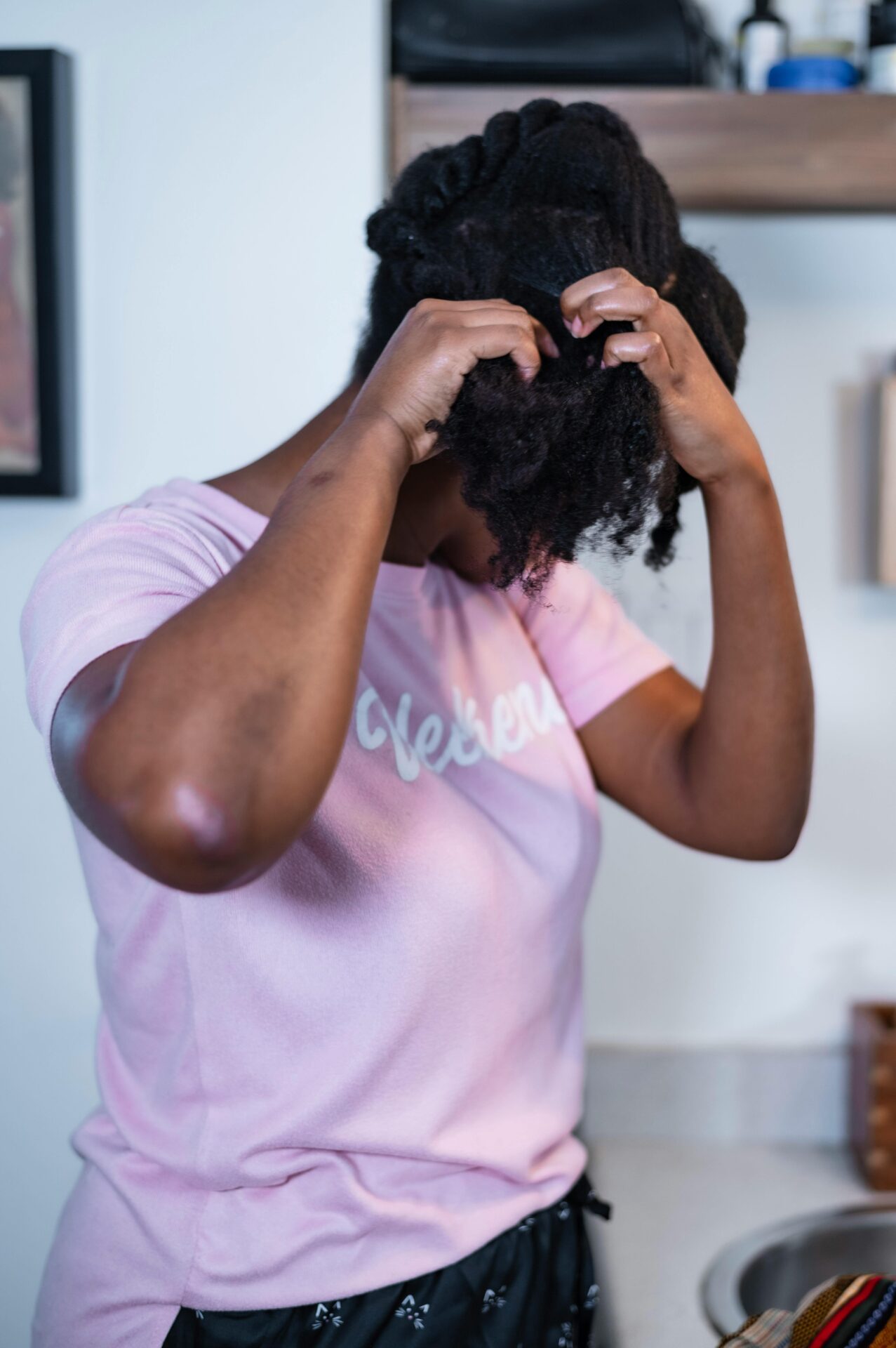Parting and sectioning natural hair